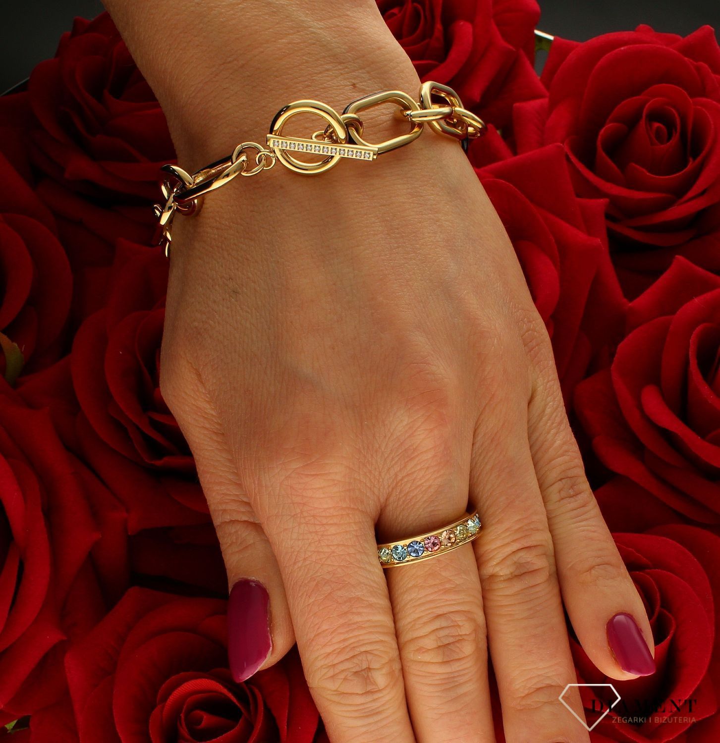 Bransoletka Nomination Drusilla Spinacze Złota z granatem 028709 004.jpg